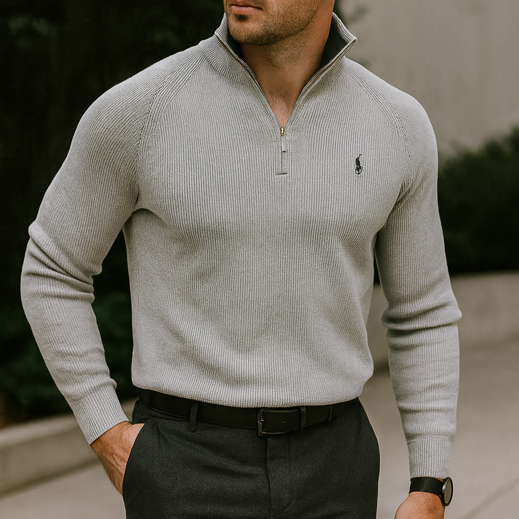 Zipped Collar Sweater R&L + Free Watch